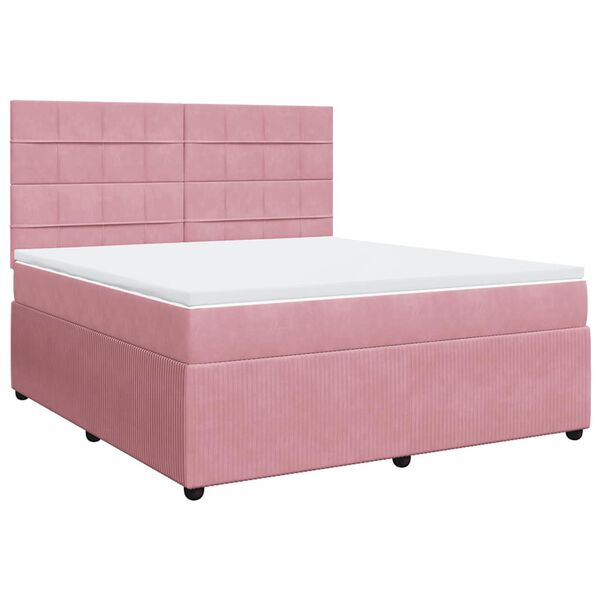 vidaXL Boxspringbett mit Matratze Rosa 180x200 cm Samt