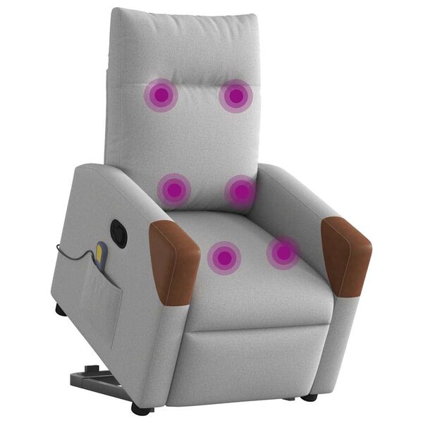 vidaXL Massagesessel mit Aufstehhilfe Wolkengrau Stoff