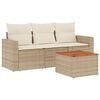 vidaXL 4-tlg. Garten-Sofagarnitur mit Kissen Beige Poly Rattan