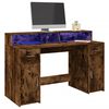 vidaXL LED-Schreibtisch R&auml;uchereiche 140x55x91 cm Holzwerkstoff