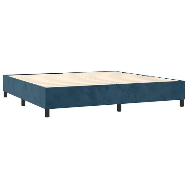 vidaXL Boxspringbett mit Matratze Dunkelblau 90x190 cm Samt