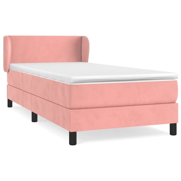 vidaXL Boxspringbett mit Matratze Rosa 100x200 cm Samt