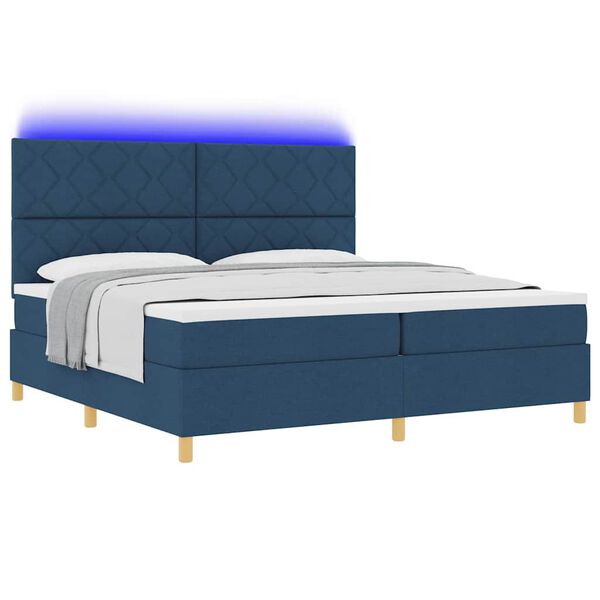 vidaXL LED Boxspringbett mit Matratze Blau 200 x 200 cm Stoff