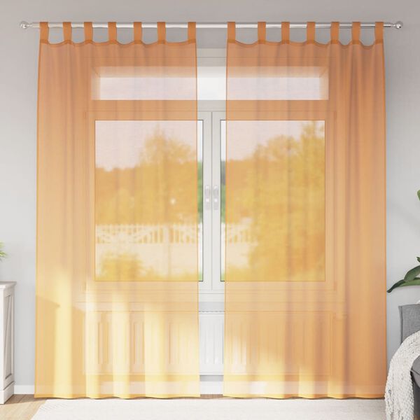 vidaXL Voile Vorh&auml;nge mit Schlaufen 2 Stk. Orange 140x225 cm