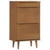 vidaXL Schuhschrank MOLDE Braun 59,5x35x103 cm Massivholz Kiefer