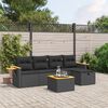 vidaXL 5-tlg. Garten-Sofagarnitur mit Kissen Schwarz Poly Rattan