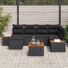 vidaXL Garten-Sofa-Set mit Kissen 7 pcs Schwarz Poly Rattan
