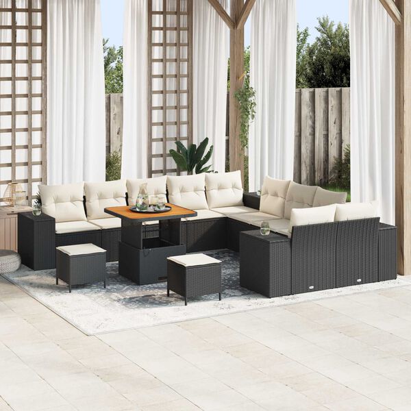 vidaXL Garten-Sofa-Set 13 pcs Schwarz und Creme 80 x 80 x 71 cm