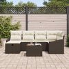 vidaXL Sofa Set mit Kissen 7 pcs Braun und Creme Poly-Rattan