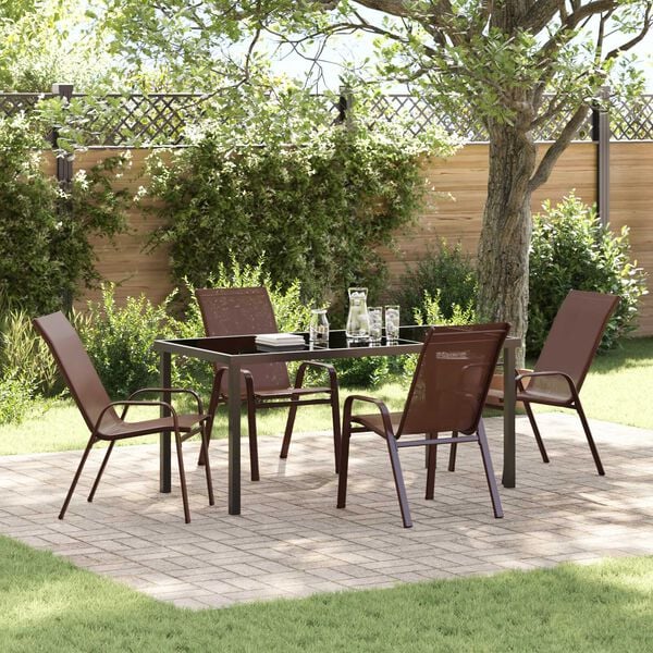 vidaXL Garten Essgruppe 5 pcs Braun und Schwarz