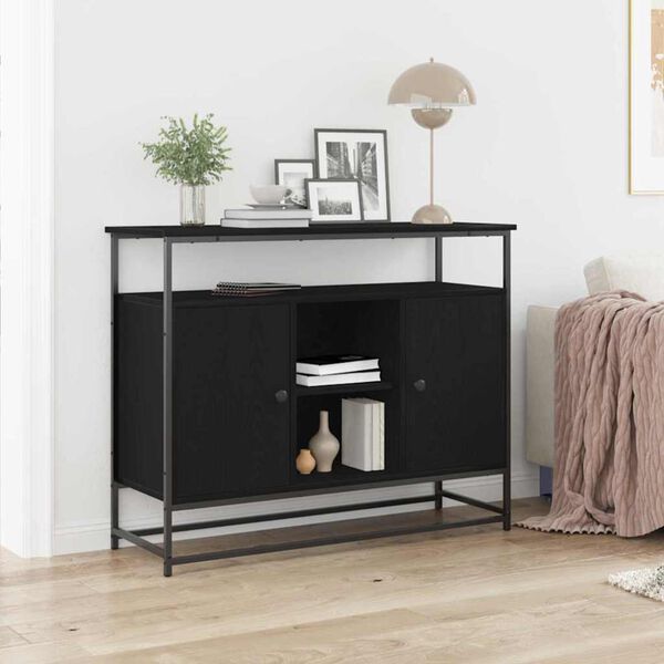 vidaXL Sideboard Schwarz Eichen-Optik 100 x 35 x 80 cm Holzwerkstoff