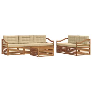 vidaXL Outdoor-Sofagarnitur mit Kissen 6 pcs Natur und Beige