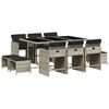 vidaXL 11-tlg. Garten-Essgruppe mit Kissen Hellgrau Poly Rattan