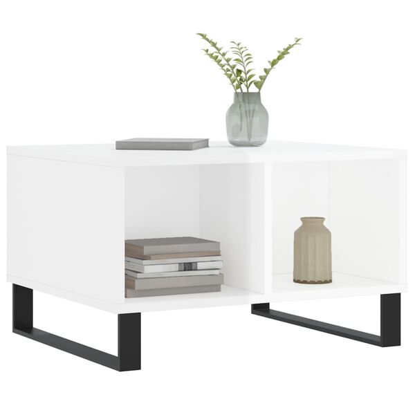 vidaXL Couchtisch Hochglanz-Wei&szlig; 60x50x36,5 cm Holzwerkstoff