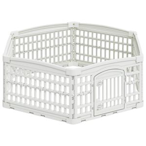 vidaXL 6-Panel-Hundespielplatz Wei&szlig; 122 x 106 x 40 cm Kunststoff