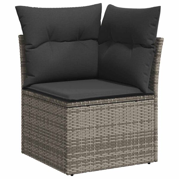 vidaXL 6-tlg. Garten-Sofagarnitur mit Kissen Grau Poly Rattan Akazie