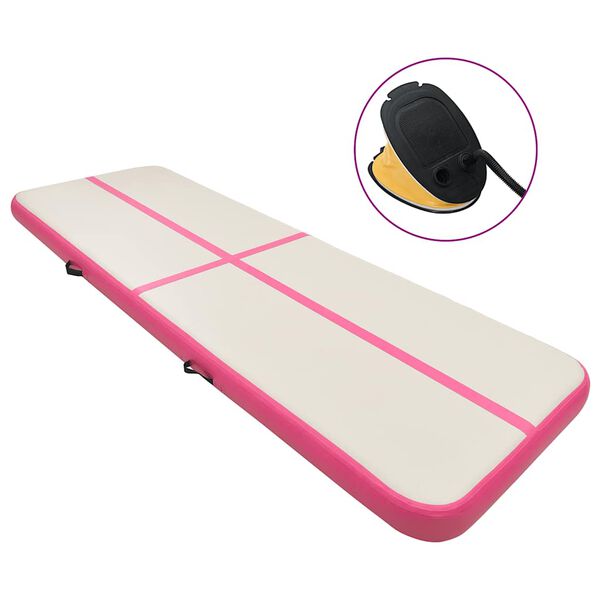 vidaXL Aufblasbare Gymnastikmatte mit Pumpe 400x100x15 cm PVC Rosa