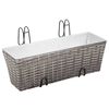 vidaXL Balkon-Hochbeet 2 Stk. 50 cm Grau Poly Rattan