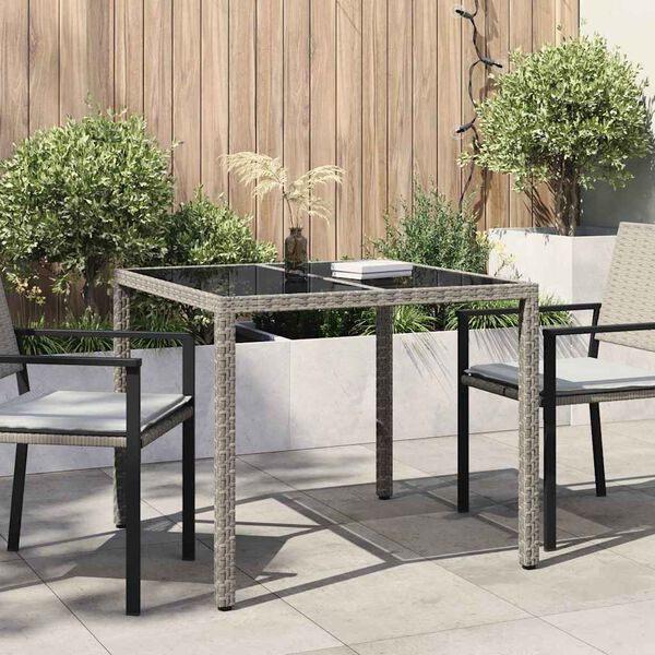 vidaXL Gartentisch Grau 90 x 90 x 75 cm Poly-Rattan