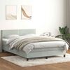 vidaXL Boxspringbett mit Matratze Hellgrau 160x210 cm Samt