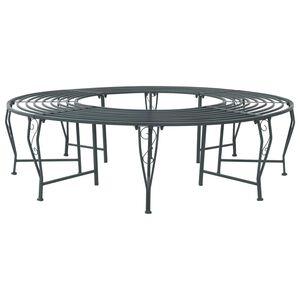 vidaXL Baumbank 8 -Sitzer &Oslash; 160 x 44 cm steel Silber Grau Rund