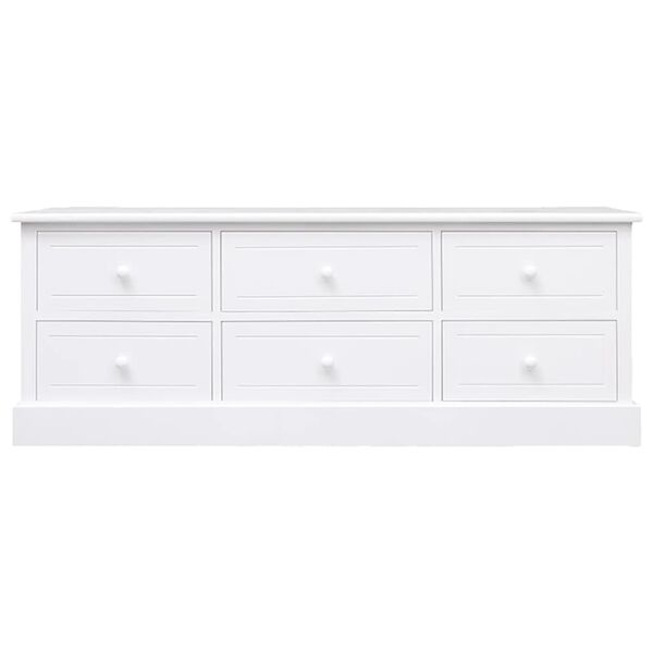vidaXL TV-Schrank Weiß 108x30x40 cm Massivholz Paulownia