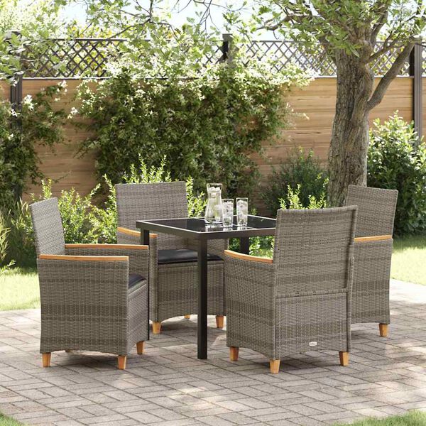 vidaXL Garten Essgruppe 5 pcs Grau Poly-Rattan