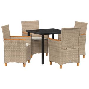 vidaXL Garten Essgruppe 5 pcs Beige Poly-Rattan