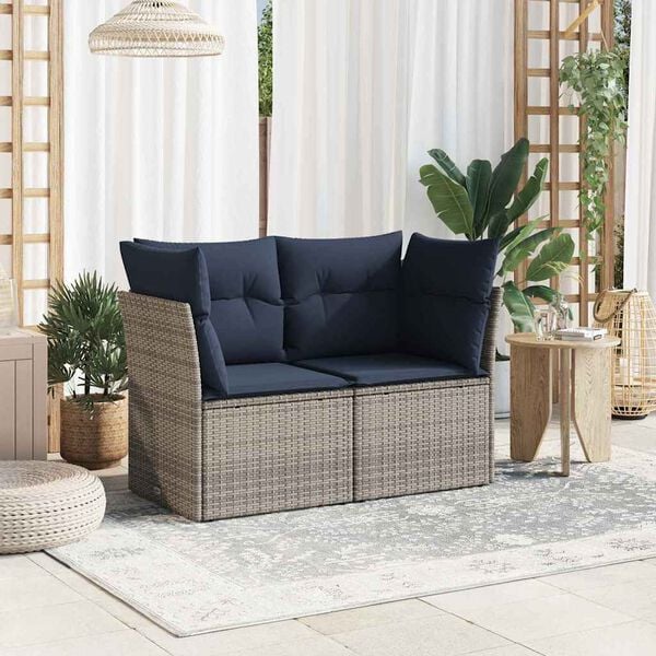 vidaXL | Gartensofa | mit Kissen Grau 124 x 62 x 69cm Poly-Rattan