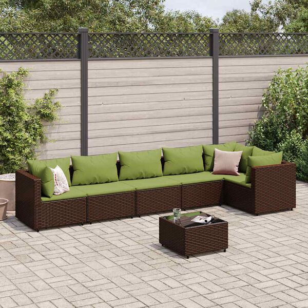 vidaXL 7-tlg. Garten-Lounge-Set mit Kissen Braun Poly Rattan