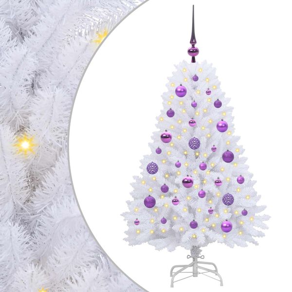 vidaXL K&uuml;nstlicher klappbarer Weihnachtsbaum Wei&szlig; 120 cm PVC und Stahl