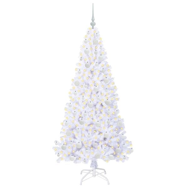 vidaXL Künstlicher Weihnachtsbaum Weiß 180 cm PVC und Stahl