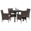 vidaXL Garten Essgruppe mit Kissen 5 pcs Braun Poly-Rattan