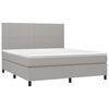 vidaXL Boxspringbett mit Matratze & LED Hellgrau 160x200 cm Stoff