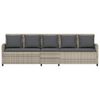 vidaXL Gartensofa 5-Sitzer mit Kissen Hellgrau Poly Rattan