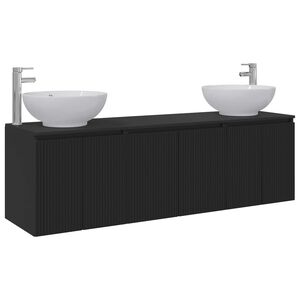 vidaXL Badezimmerschrank-Set 3 stk. Schwarz 49,5 x 44,5 x 65 cm