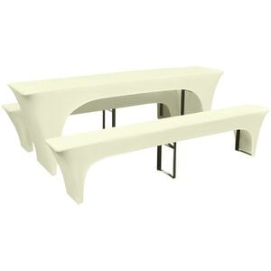 vidaXL Dreiteiliges Schonbezug-Set f&uuml;r Biertisch/B&auml;nke Stretch Creme