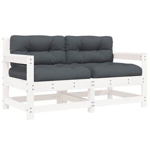 vidaXL Gartenst&uuml;hle mit Kissen 2 Stk. Wei&szlig; Massivholz Kiefer