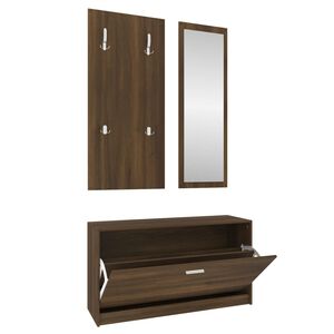 vidaXL 3-tlg. Flurm&ouml;bel-Set Braun Eichen-Optik Holzwerkstoff
