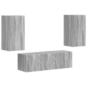 vidaXL TV-Wandregal-Set 4 Stk. Graues Sonoma Holzwerkstoff