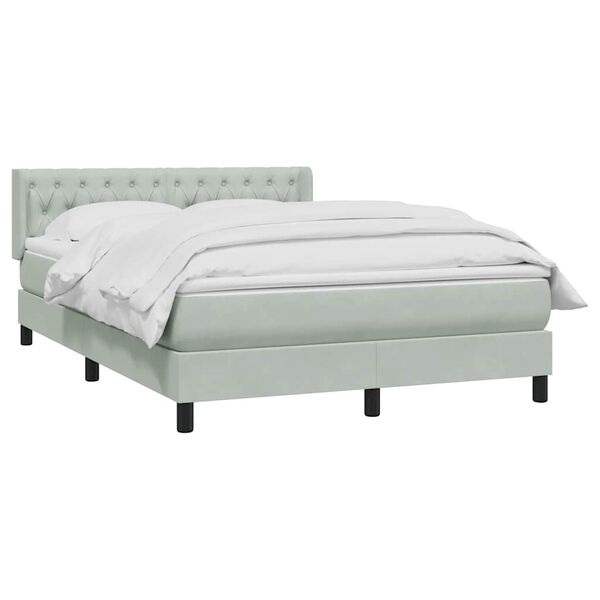 vidaXL Boxspringbett mit Matratze Hellgrau 140x210 cm Samt