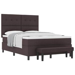 vidaXL Boxspringbett mit Kopfteil Dunkelbraun 140 x 190 cm Stoff