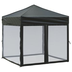 vidaXL Partyzelt Faltbar mit Seitenw&auml;nden Schwarz 2x2 m