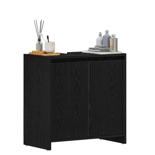 vidaXL Badschrank Schwarz Eichen-Optik 60x33x61 cm Holzwerkstoff