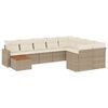 vidaXL 10-tlg. Garten-Sofagarnitur mit Kissen Beige Poly Rattan