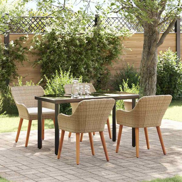 vidaXL Garten Essgruppe mit Kissen 5 pcs Beige Poly-Rattan