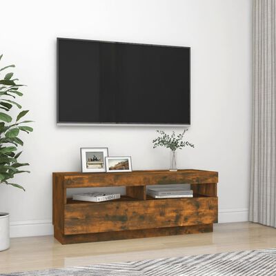vidaXL TV-Schrank mit LED-Leuchten Räuchereiche 100x35x40 cm