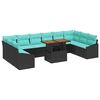vidaXL Garten Essgruppe mit Kissen 11 pcs Schwarz und Teal