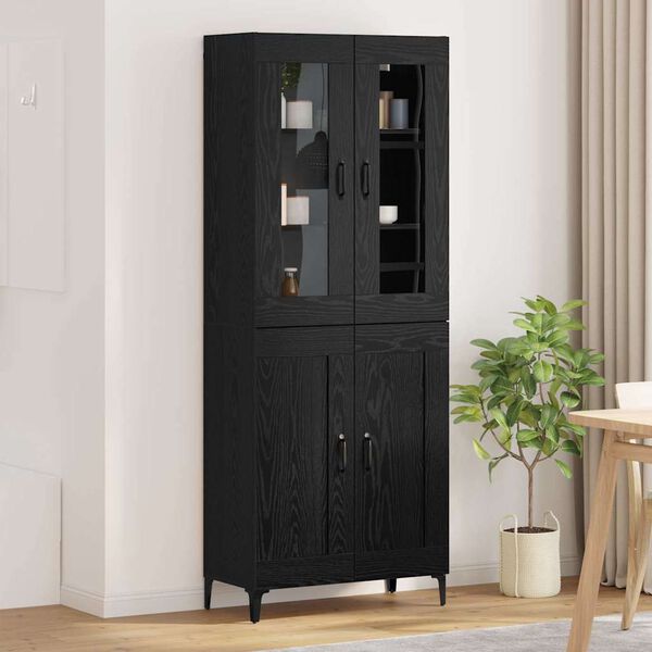 vidaXL Highboard Schwarz Eichen-Optik 69,5 x 34 x 180 cm Holzwerkstoff