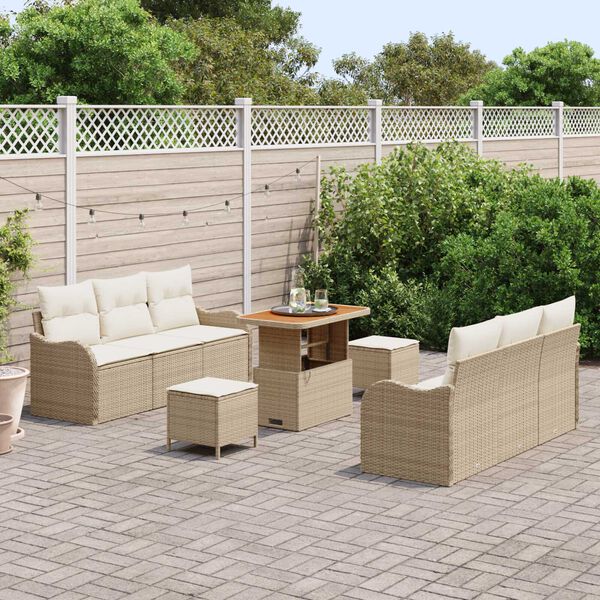 vidaXL Garten-Sofa-Set 9 pcs Beige Poly-Rattan
